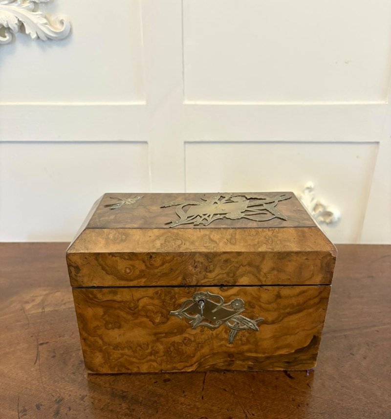 Outstanding Quality Antique Victorian Burr Walnut Tea Caddy